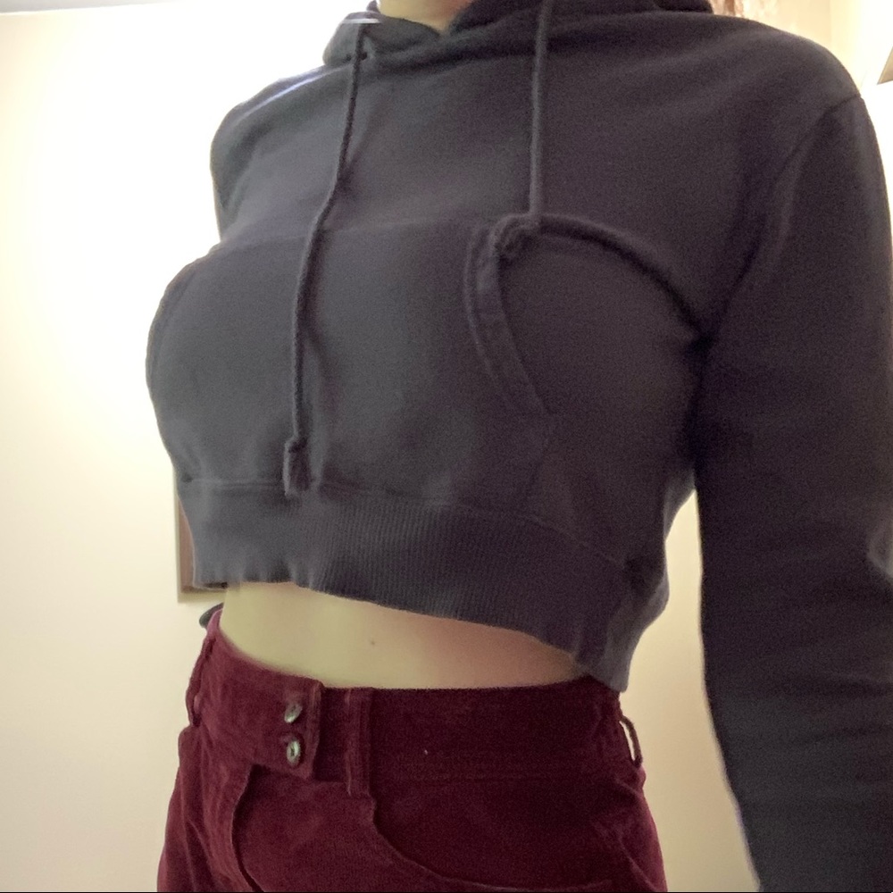 COPY - Navy blue cropped Brandy Melville Hoodie